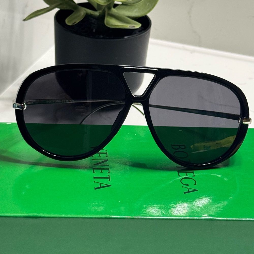 Bottega Veneta Dark Aviator Sunglasses